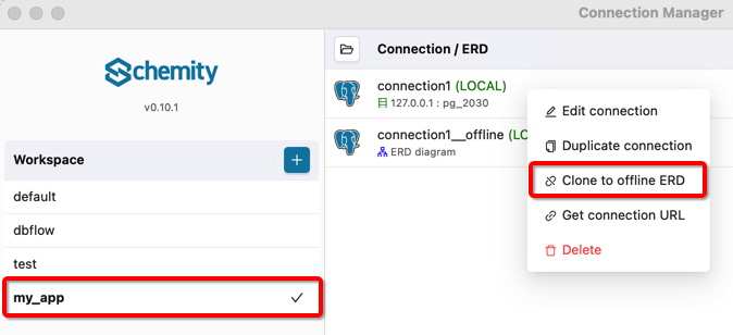Clone to offline ERD
