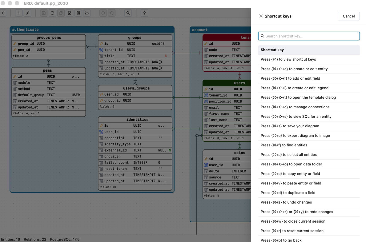 Schemity shortcut keys
