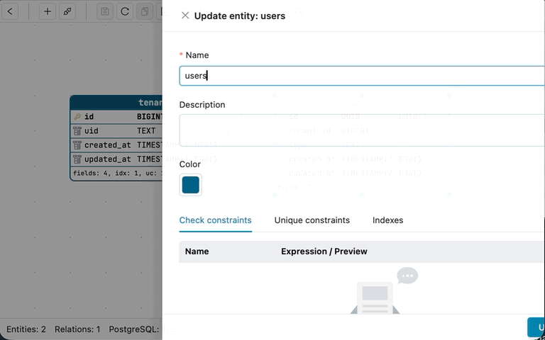 Check constraints in Schemity